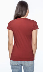 Load image into Gallery viewer, Ladies (Junior) Fitted - Crew Neck -- Fine Jersey T-shirt -- 100% Cotton -- Garnet Color