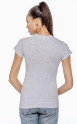 Load image into Gallery viewer, Ladies (Junior) Fitted - Crew Neck -- Fine Jersey T-shirt -- 100% Cotton -- Heather Color