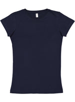 Load image into Gallery viewer, Ladies (Junior) Fitted - Crew Neck -- Fine Jersey T-shirt -- 100% Cotton -- Navy Color