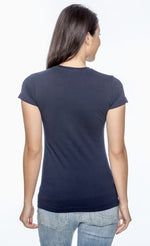 Load image into Gallery viewer, Ladies (Junior) Fitted - Crew Neck -- Fine Jersey T-shirt -- 100% Cotton -- Navy Color