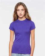 Load image into Gallery viewer, Ladies (Junior) Fitted - Crew Neck -- Fine Jersey T-shirt -- 100% Cotton -- Purple Color