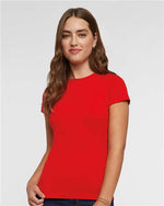 Load image into Gallery viewer, Ladies (Junior) Fitted - Crew Neck -- Fine Jersey T-shirt -- 100% Cotton -- Red Color