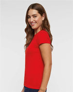 Load image into Gallery viewer, Ladies (Junior) Fitted - Crew Neck -- Fine Jersey T-shirt -- 100% Cotton -- Red Color