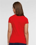 Load image into Gallery viewer, Ladies (Junior) Fitted - Crew Neck -- Fine Jersey T-shirt -- 100% Cotton -- Red Color