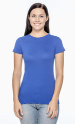Load image into Gallery viewer, Ladies (Junior) Fitted - Crew Neck -- Fine Jersey T-shirt -- 100% Cotton -- Royal Color