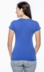 Load image into Gallery viewer, Ladies (Junior) Fitted - Crew Neck -- Fine Jersey T-shirt -- 100% Cotton -- Royal Color