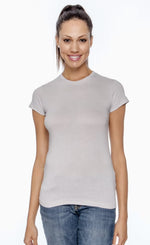 Load image into Gallery viewer, Ladies (Junior) Fitted - Crew Neck -- Fine Jersey T-shirt -- 100% Cotton -- Silver Color