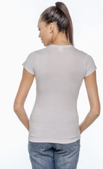 Load image into Gallery viewer, Ladies (Junior) Fitted - Crew Neck -- Fine Jersey T-shirt -- 100% Cotton -- Silver Color