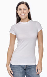 Load image into Gallery viewer, Ladies (Junior) Fitted - Crew Neck -- Fine Jersey T-shirt -- 100% Cotton -- White Color