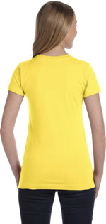 Load image into Gallery viewer, Ladies (Junior) Fitted - Crew Neck -- Fine Jersey T-shirt -- 100% Cotton -- Yellow Color