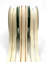 Load image into Gallery viewer, Canvas Ribbon (with woven metallic center line) --- 7.8 in x 20 yards