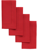Load image into Gallery viewer, Red Hemstitch Table Linen Collection, 100% Linen