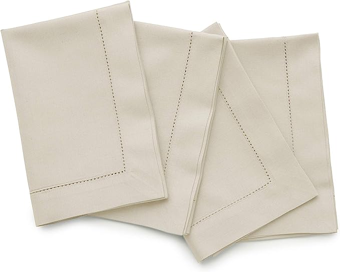 Natural Color Dinner Napkins (22" x 22") with Classic Hemstitch