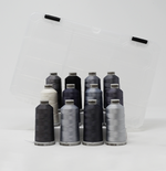 Load image into Gallery viewer, Gray Shade Colors: 1,100-yards Mini Snap Cones, Polyneon #40, Machine Embroidery Thread Collection, 12 units/pack by MADEIRA