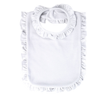 Load image into Gallery viewer, Sublimation Baby Bib with Ruffle Trim, (65% Polyester - 35% Cotton), White