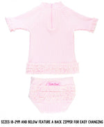 Load image into Gallery viewer, Baby Seersucker Pink Rash Guard - Short Sleeve - Bikini by Ruffle Butts®