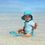 Load image into Gallery viewer, Baby Swim & Sun Bucket Hat, (Ages: 0-6 M & 9-18 M), Light Aqua