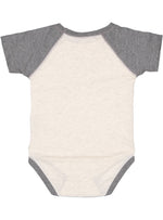 Load image into Gallery viewer, Baby (Raglan - Short Sleeve - Baseball) Bodysuit, 100% Cotton), Natural Heather-Granite Heather