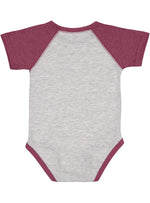 Load image into Gallery viewer, Baby (Raglan - Short Sleeve - Baseball) Bodysuit, 100% Cotton), Vintage Heather & Vintage Burgundy