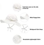 Load image into Gallery viewer, Baby (6 - 12 M), Sun Protection Bucket Hat (White with Pink Bow)