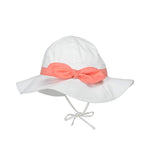 Load image into Gallery viewer, Baby (6 - 12 M), Sun Protection Bucket Hat (White with Salmon Color Bow)