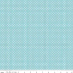 Load image into Gallery viewer, White Swiss (Polka) Dots - Aqua Background Fabric, 100% Cotton, Ref. C670-20 AQUA , Swiss Dots Collection by Riley Blake Designs®

