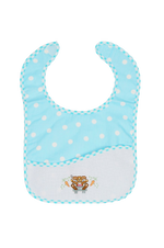 Load image into Gallery viewer, Charles Craft, Blue-White Dots Baby Bib (8.2&quot; x 11.8&quot;) with Aida count 14 panel by DMC
