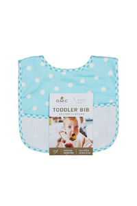 Charles Craft, Blue-White Dots Baby Bib (8.2" x 11.8") with Aida count 14 panel by DMC