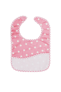 Charles Craft, Pink-White Dots Baby Bib (8.2" x 11.8") with Aida count 14 panel by DMC