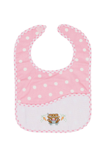 Load image into Gallery viewer, Charles Craft, Pink-White Dots Baby Bib (8.2&quot; x 11.8&quot;) with Aida count 14 panel by DMC
