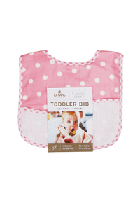 Charles Craft, Pink-White Dots Baby Bib (8.2" x 11.8") with Aida count 14 panel by DMC