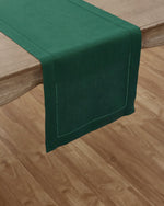 Load image into Gallery viewer, Green Forest Hemstitch Table Linen Collection, 100% Linen