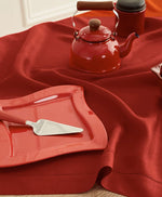 Load image into Gallery viewer, Red Hemstitch Table Linen Collection, 100% Linen