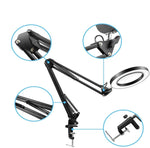 Load image into Gallery viewer, Corded-Electric Powered, Black Color, Desktop LED Light Lamp and 5X Magnifier