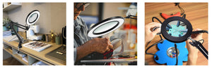 Corded-Electric Powered, Black Color, Desktop LED Light Lamp and 5X Magnifier