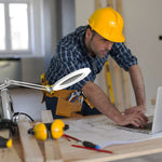 Load image into Gallery viewer, Corded-Electric Powered, White Color, Desktop LED Light Lamp and 5X Magnifier