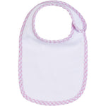 Load image into Gallery viewer, Embroidery Blank Set (Bib, Burp Cloth and Hooded Towel with Pink Gingham Border)