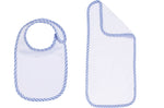 Load image into Gallery viewer, Embroidery Blank Set (Bib, Burp Cloth and Hooded Towel with Blue Gingham Border)