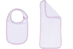 Load image into Gallery viewer, Embroidery Blank Set (Bib, Burp Cloth and Hooded Towel with Pink Gingham Border)