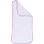 Load image into Gallery viewer, Embroidery Blank Set (Bib, Burp Cloth and Hooded Towel with Pink Gingham Border)