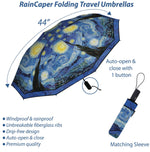Load image into Gallery viewer, Fine Art Foldind Travel Umbrella, "Starry Night" by Vincent Van Gogh