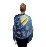 Load image into Gallery viewer, Fine Art Women's Fashion Shawl, "Starry Night" by Vincent Van Gogh