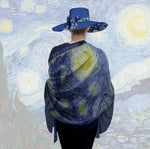 Load image into Gallery viewer, Fine Art Women's Fashion Shawl, "Starry Night" by Vincent Van Gogh