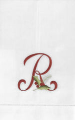Load image into Gallery viewer, Guest Towels with Embroidered Christmas Initial Monogram, Set of 6