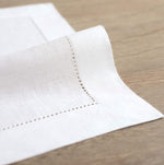 Load image into Gallery viewer, White Hemstitch Table Linen Collection, 100% Linen