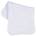 Load image into Gallery viewer, Large Burp Cloths with Ruffle Trim (White / Pink), 85% Polyester / 15% Cotton