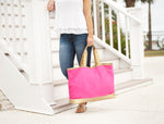 Load image into Gallery viewer, Cabana Tote (Hot Pink &amp; Gold)
