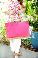 Load image into Gallery viewer, Cabana Tote (Hot Pink & Gold)