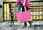 Load image into Gallery viewer, Cabana Tote (Hot Pink & Gold)