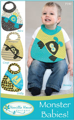 Load image into Gallery viewer, Monster Babies Bibs Patterns by Vanilla House Designs